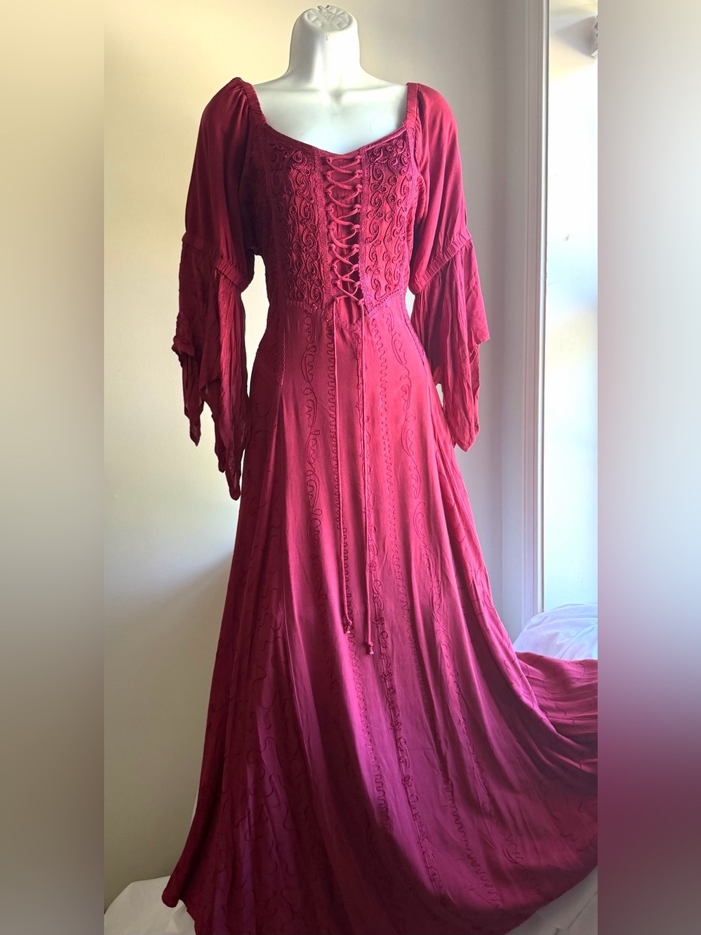 NWT Renaissance Maxi Dress 3/4 Sleeve Corset Fairycore Cottagecore Small Medium